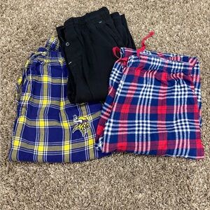 Men’s small Plaid Pajama Bottoms - Blue, Red, Black